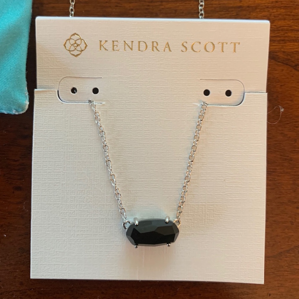 Kendra Scott Silver Tone Ever Pendant Necklace Blk
